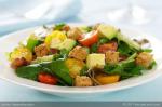 Australian Arugula and Cherry Tomato Salad with Avocado and Croutons Appetizer