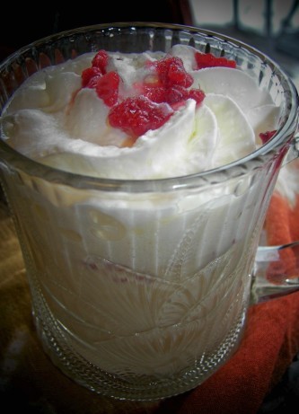 American Frozen Berries With White Hot Chocolate Dessert