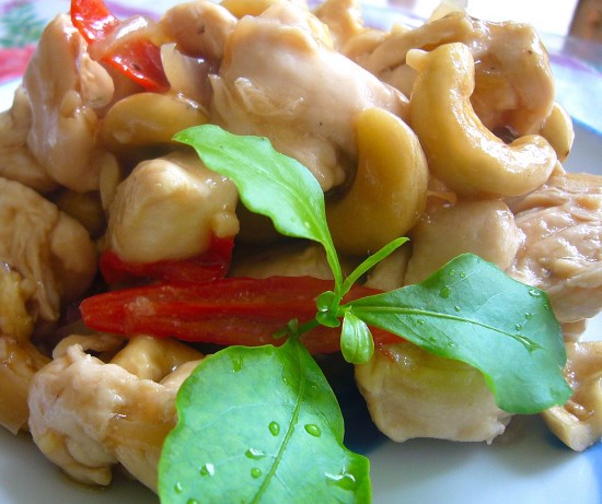 American Spicy Stirfried Chicken with Cashews Dinner