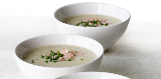 Australian Organic Creamy Potato Soup Recipe with Ham Appetizer