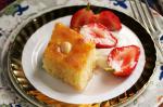 American Semolina Cake With Strawberries In Rose Syrup basbousa Recipe Dessert