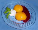 American Poached Peaches With Raspberry Sauce Dessert
