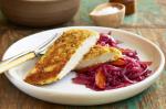 American Curtis Parsley Crusted Chicken Schnitzel With Sweet And Sour Cabbage Recipe Dinner