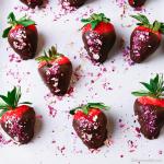 Canadian Chocolate Covered Strawberries with Rose Petals Dessert