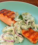 British Grilled Salmon with Creamy Cucumberdill Salad  Once Upon a Chef Dinner