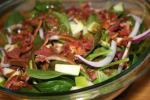 American Warm Spinach Salad With Apples Bacon and Cranberries Appetizer