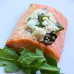 American Salmon with Goat Cheese and Basil Dinner