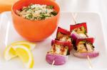Sumac Haloumi and Vegetable Skewers With Couscous Recipe recipe