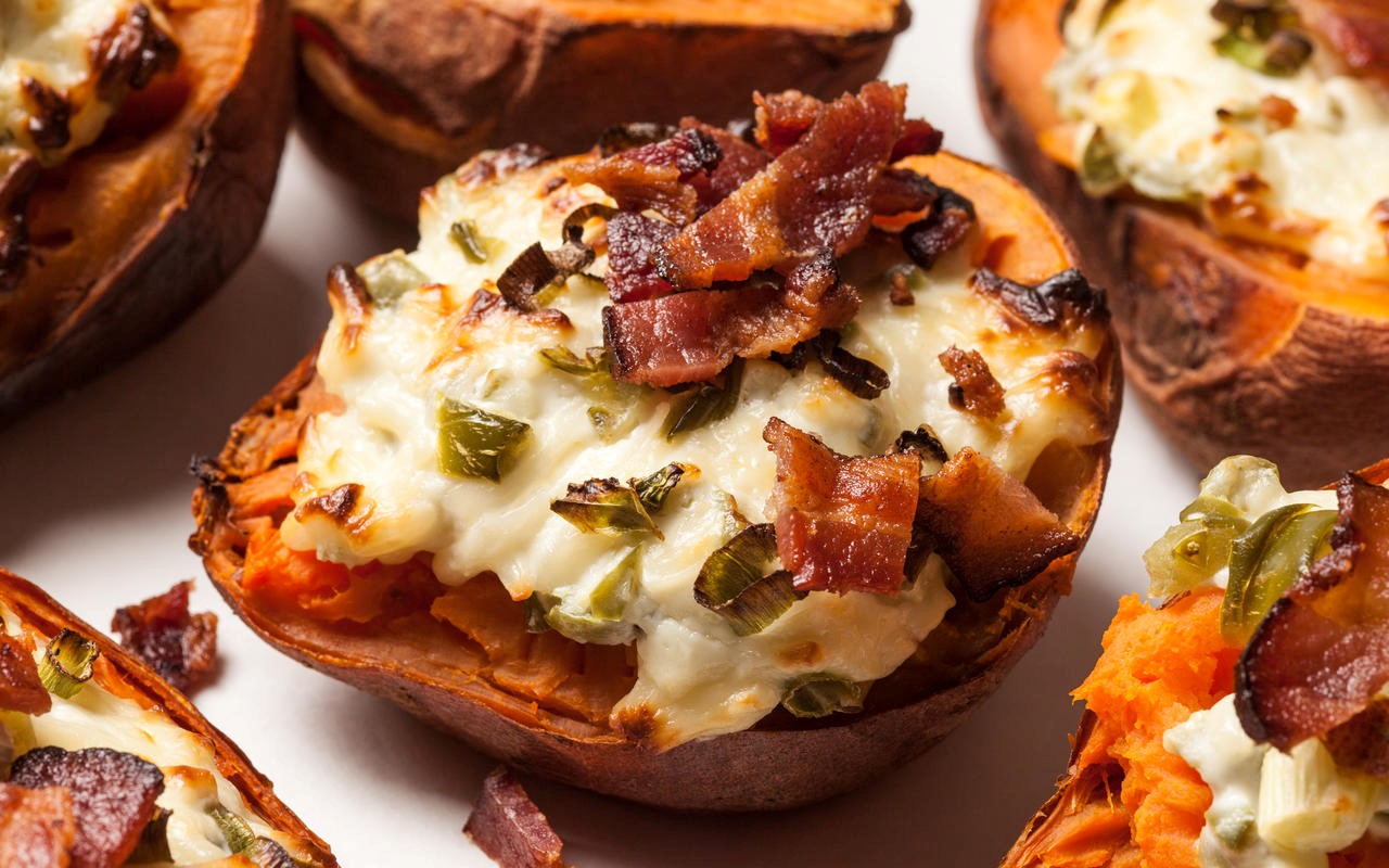 American Bacon Twice Baked Sweet Potatoes Recipe Dessert