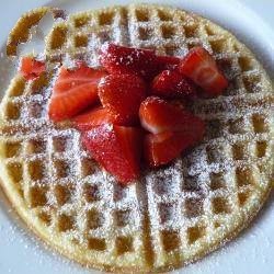 American Cream Waffles with Maple Syrup Dessert