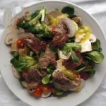 Beef Tenderloin Strips on Field Salad recipe