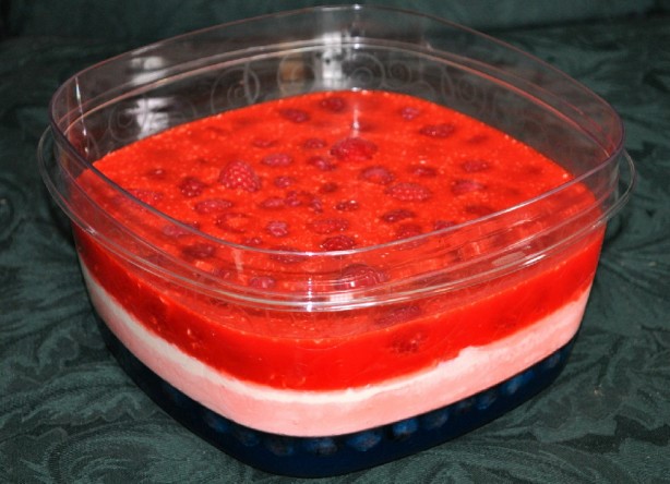 American Red White  Blue Jello Creme Dessert