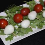 American Skewers of Quail Eggs and Cherry Tomatoes Appetizer