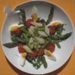 American Green and White Asparagus Salad with Rocket Appetizer
