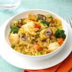 French Shrimp and Broccoli Brown Rice Paella Appetizer