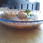 Chadian Potato Broth with Eggs Pochados Appetizer