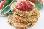 American Zucchini And Capsicum Fritters With Spinach Salad Recipe Appetizer