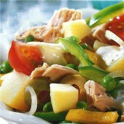 American Majorcan Vegetable Salad with Tuna Breakfast