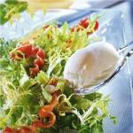 American Frise Salad with Poached Egg and Bacon Appetizer
