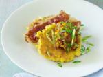 American Corn Cakes with Chargrilled Corn and Tomato Chutney Appetizer