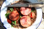American Cotechino with Lentils Appetizer