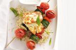 Canadian Vegetable Kebabs With Grilled Haloumi Garlic Yoghurt And Lemon Rice Recipe Dinner