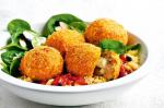 British Cheesy Surprise Meatballs With Dottie Spinach Salad Recipe Dinner