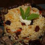Crispy Lamb with Pumpkin Rice and Aubergine Puree recipe