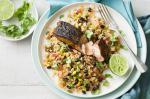 American Blackened Salmon On Dirty Rice Salad Recipe Appetizer