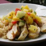 American Mango Salsa over Grilled Chicken and Couscous BBQ Grill