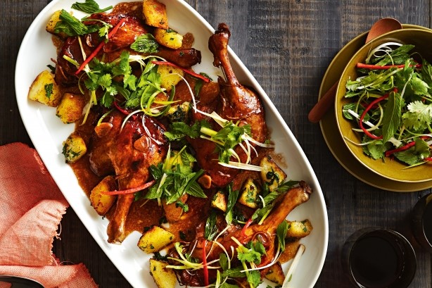 Chinese Chinesestyle Braised Duck Legs With Crispy Potatoes Recipe Dinner