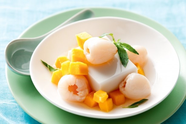 Chinese Coconut Pudding With Lychee And Mango Salad Recipe Appetizer