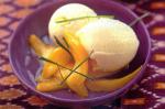 Canadian Ginger Icecream With Mango In Kaffir Lime Syrup Recipe Dessert