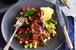 Spiced Lamb Chops With Warm Chickpea and Capsicum Salad Recipe recipe