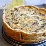 French French Quiche with Mushrooms and Green Onions Appetizer