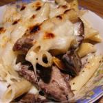 American Baked Pasta with Sausage and Baby Portobello Mushroom White Sauce Recipe Appetizer