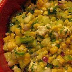 American Corn Salad with Cucumber Pepper and Feta Appetizer