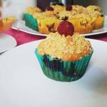 American Muffins with Raspberries and Chopped Almonds Dessert