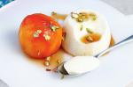 American Yoghurt Pannacottas With Marsala Peaches Recipe Dessert