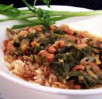 Spanish Blackeyed Peas With Mustard Greens and Rice Dinner