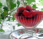 American Rosy Rose Berries Strawberries and Raspberries in Wine Appetizer