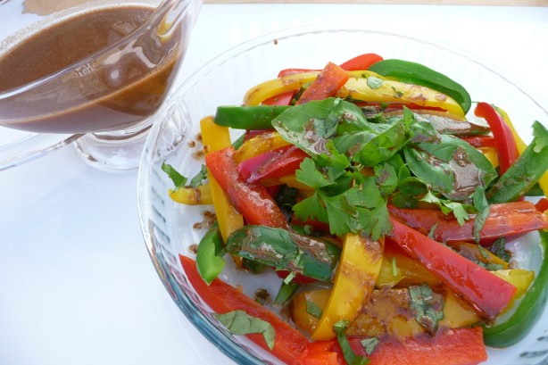 American Tri Colored Pepper Salad W Vinaigrette Dressing Appetizer