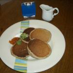 American Buckwheat Pancakes with Apricot Jam and Sour Cream Breakfast