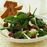 American Salad with Sugar Peas Black Grapes and Cheese Feta Appetizer