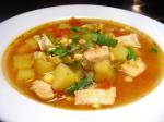 American Southwestern Lemon Chicken Soup with Chilies Appetizer