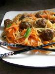 American Asian Meatballs With Rice Noodles Dinner