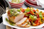 Turkish Turkey Breast Roast With Basil Butter and Roast Vegetables Recipe BBQ Grill