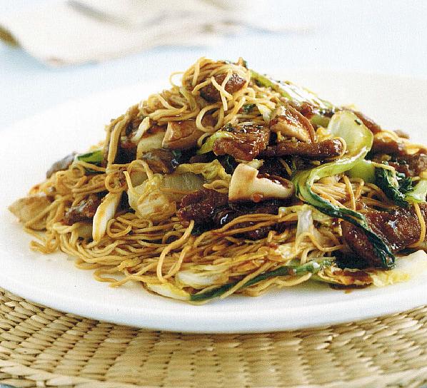 Chinese Crispy Beef and Noodle Stir Fry Dinner