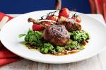 British Porcinicrusted Lamb With Minted Pea Mash Recipe Appetizer
