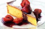 American Quick Almond Cake With Strawberries In Red Wine Recipe Dessert
